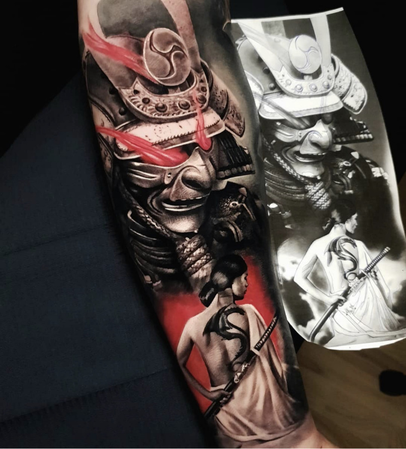 samurai-color-tattoo-bild